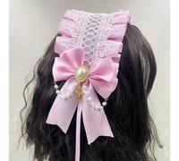 Sweet Lolita Bandeau en dentelle Accessoires pour cheveux en dentelle avec ruban et perles Rose