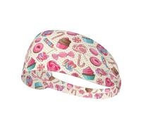 Sweet Lollipop Bandeau de sport extensible avec imprimé cupcake Compatible avec casque pour randonnée, cyclisme, course à pied, entraînement
