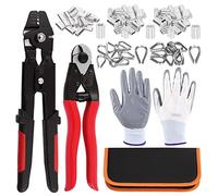 Sweet Lot de 83 outils à sertir et coupe-câble, 3 tailles de manchons doubles en aluminium, 2 tailles de dé à coudre en acier inoxydable