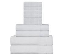 Sweet Needle Ensemble de Serviettes en Coton Super Doux 600 g/m, Blanc - 2 Serviettes de Bain, 2 Mains et 6 Lavage/Visage - Accessoires de Salle de Bain, Douche et Usage Quotidien