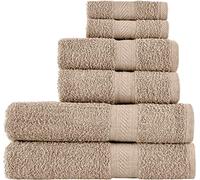 Sweet Needle Lot de 6 Serviettes - 2 Serviettes de Bain, 2 essuie-Mains et 2 Gants de Toilette en Coton, Usage Quotidien, qualité hôtelière, Doux, très Absorbant, séchage Rapide, léger (Lin)