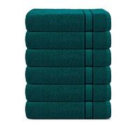 Sweet Needle, Serviette de Bain Super Douce 580 g/m², 100% Coton filé à l'anneau Absorbant avec Bordures en Rayonne, 100% Coton, Feuille en T, débarbouillettes - Lot de 6