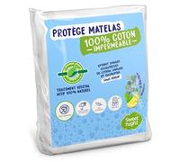 SWEET NIGHT - Protège Matelas 80x190/200 cm Greenfirst® | Traitement Végétal : Actif 100% Naturel et Anti-Acariens | Alèse Imperméable | Molleton 100% Coton | Absorbant et Silencieux