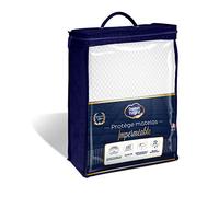 Protège matelas très épais coton anti-acariens imperméable soyeux et respirant qualité hôtellerie de luxe 140x190/200 Neutre, Blanc