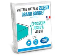 SWEET NIGHT Sweetnight - Protège Matelas Grand Bonnet | pour Bonnet jusqu'à 30cm/35cm/40cm | 180x200x40 cm | Alèse Imperméable | Lavable à 90°C, Blanc