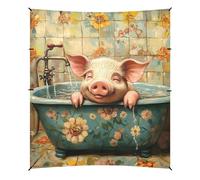 Sweet Pet Pig - Tente de plage rétro - Protection UPF50+ - Installation facile - Avec sacs de sable et pelle - Pour jardin et camping