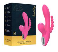 Sweet Play - vibromasseur point G avec sonde anale et fonction de succion (rose)