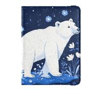 Sweet Polar Bear Portefeuille de voyage en cuir avec porte-passeport antivol pour accessoires de voyage en famille Bleu roi