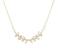 Sweet Romantic Crystal Spar Olive Branch Shape Clavicule Chain