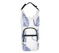 Sweet Russian Blue Cats Porte-bouteille d'eau isotherme pliable avec sangle pour bouteilles d'eau de 590 ml, 680 ml, 946 ml, 120 ml