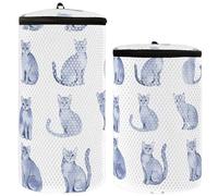 Sweet Russian Blue Cats White Shoe Wash Bag Bag For Sneakers 2 pcs Mesh Laundry Bag Sneaker Cleaning Bag, Chat bleu russe doux blanc, 1 size, Moderne