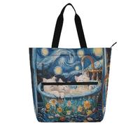 Sweet Selkirk Rex Cats Sac fourre-tout rétro pour enfants, femmes, hommes, grand sac fourre-tout robuste pour enseignant, bibliothèque, pour l'école et les jeux, arc-en-ciel