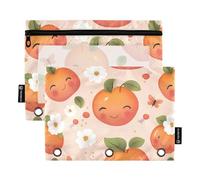 Sweet Serviceberry Fruit Peach Pochette de rangement pour classeur à 3 anneaux avec fermeture éclair pour fournitures de bureau