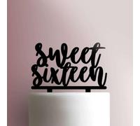 Sweet Sixteen Décoration de gâteau en acrylique Bleu 15,2 cm de large