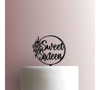 Sweet Sixteen Flower Décoration de gâteau en acrylique Blanc 15,2 cm de large