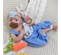 Sweet Smile Boy Dolls with Big Blue Eyes - 18inch Realistic Silicone Reborn Baby Doll,Full Body Soft & Washable Newborn for Kids Surprise Xmas