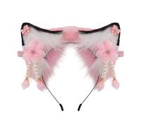 Sweet Students Bandeau à cheveux unisexe pour prendre des photos avec nœud/fleurs décoratives Motif renards Rose