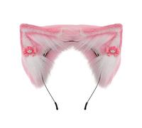 Sweet Students Bandeau à cheveux unisexe pour prendre des photos avec nœud/fleurs décoratives Motif renards Rose