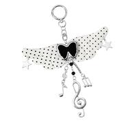 Sweet Styles Tissu Polkas Dot Wing Porte-clés avec note de musique et pendentif porte-clés nœud papillon pour filles cadeaux porte-clés perlé fait à la main