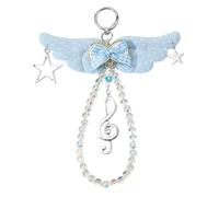 Sweet Styles Tissu Polkas Dot Wing Porte-clés avec note de musique et pendentif porte-clés nœud papillon pour filles cadeaux porte-clés perlé fait à la main