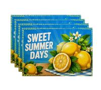 Sweet Summer Days Lot de 4 sets de table antidérapants et lavables Motif floral citron pour table à manger, intérieur et extérieur