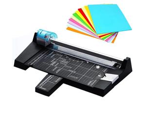 Sweet taize Massicot Rotatif Robuste avec 4 Lames, Massicot Manuel A4 pour Lignes Droites/ondulées/pointillées/pliées, Massicot à Guillotine pour Papier Photo et Carte