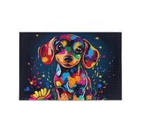 Sweet Teckel Dripping Paint Puzzle Grand puzzle Jouet pour divertissement âgé et intelligence Difficile et stimulant Parfait pour les soirées de jeu pour adultes 500 pièces