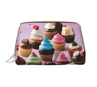 Sweet Treats Trousse de maquillage portable en cuir pour cosmétiques, articles de toilette et essentiels quotidiens, blanc, Taille unique