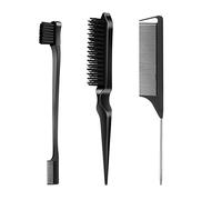 SWEET VIEW 3 Pièces Brosse Plaquante, à Poils, à Bord, à Taquiner et à Gel Pour Cheveux De Bébé Et Perdus - Noir