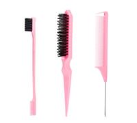 SWEET VIEW 3 Pièces Brosse Plaquante Cheveux, Brosse à Poils Brosse à Bord, Brosse à Taquiner, Brosse à Gel Pour Les Cheveux De BéBé Et Les Cheveux Perdus - Rose