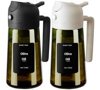 SWEET VIEW Lot de 2 Vaporisateur à Huile et Distributeur d Huile - 470 ml en verre résistant à la lumière pour cuisine, friteuse à air, cuisine, salade et barbecue