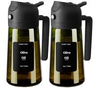 SWEET VIEW Lot de 2 Vaporisateur à Huile et Distributeur d Huile - 470 ml en verre résistant à la lumière pour cuisine, friteuse à air, cuisine, salade et barbecue
