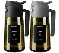 SWEET VIEW Lot de 2 Vaporisateur à Huile et Distributeur d Huile - 470 ml en verre résistant à la lumière pour cuisine, friteuse à air, cuisine, salade et barbecue