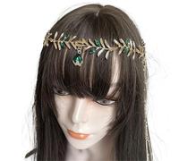 Sweet Wedding Headpiece Bridal Head Chain Hair Jewelry for Women Rhinestone Forehead Headband Accessories pour les occasions spéciales et les festivals(Green 8)