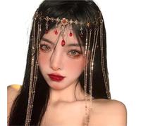 Sweet Wedding Headpiece Bridal Head Chain Hair Jewelry for Women Rhinestone Forehead Headband Accessories pour les occasions spéciales et les festivals(Gold 4)