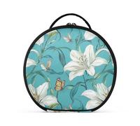 Sweet White Lily Flowers Turquoise Sacs à cosmétiques Accessoires de voyage Sacs de voyage étanches pour femme avec séparateurs réglables 27,9 cm