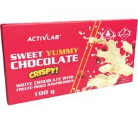 Sweet Yummy Chocolate CRISPY Chocolat blanc aux framboises lyophilisées, sans sucre ni huile de palme - 100 g
