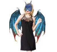 SWEETBIUTI Dragon Costume Masque Dragon avec Corne et Ailes Ensemble PU Foam Halloween Costumes Unisexe Halloween Dragon Cosplay Set pour Adulte Cosplay Masquerade Carnival
