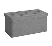 Sweetcrispy Banc de Rangement Pliable, 76 x 38 x 38 cm, boîte de Rangement avec Couvercle comme Tabouret et Repose-Pieds, Charge maximale 300 kg, pour Salon, Chambre à Coucher, Couloir, Gris