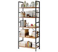 Sweetcrispy Bibliothèque moderne à 5 niveaux, étagère d'angle moderne pour garage, CD, films, convient pour la maison, le bureau, la chambre, la cuisine, le salon - Marron