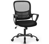 Sweetcrispy Chaise de Bureau Ergonomique avec Support Lombaire - Accoudoirs réglables - Chaise de Bureau pivotante - Hauteur réglable - Convient pour Le et la Chambre à Coucher - Noir