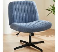Sweetcrispy Chaise de Bureau, sans accoudoirs, avec revêtement en Tissu, Fauteuil de Lecture, avec Rembourrage Plus Large, pour s'asseoir en Tailleur, Hauteur réglable, pivotante à 360 °, Bleue