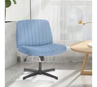 Sweetcrispy Chaise de Bureau sans accoudoirs, Métal, Bleu, Fabric
