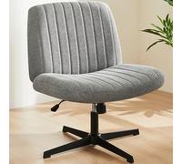 Sweetcrispy Chaise de Bureau sans accoudoirs, Métal, Gris, Fabric
