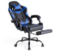 Sweetcrispy Chaise de Gaming avec Repose-Pieds, Appui-tête, Soutien Lombaire, Ergonomique, en PC, réglable en Hauteur, Chaise de Bureau, Chaise de Gamer, Chaise de Bureau pivotante, Bleue