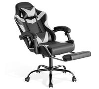 Sweetcrispy Chaise de Gaming avec Repose-Pieds, Appui-tête, Support Lombaire, Ergonomique, Hauteur réglable, Chaise de Bureau, Chaise de Gamer, Chaise de Bureau pivotante, Blanche