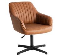 Sweetcrispy Chaises de Salle à Manger, Fauteuil de Cuisine pivotant et réglable en Hauteur - Fauteuil en Cuir pour Table à Manger avec accoudoirs, Chaise pivotante 360° en Marron, 2 pièces