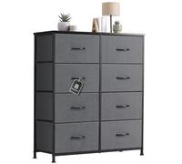 Sweetcrispy Commode avec tiroirs en Tissu - Buffet avec 8 tiroirs en Tissu - Meuble d'organisation pour Cuisine, Bureau, Couloir - Meuble TV avec tiroirs, Gris Moyen
