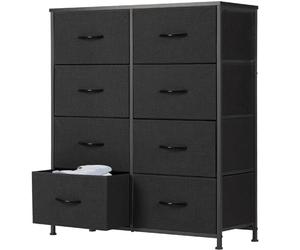 Sweetcrispy Commode pour Chambre à Coucher, à Large tiroir, 8 tiroirs en Tissu avec poignées, tiroirs en Tissu, Meuble TV pour Chambre à Coucher, Armoire, Salon, Chambre d'enfant, Noire