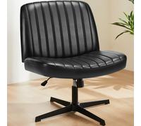 Sweetcrispy Criss Cross Chaise de bureau à pieds, sans accoudoirs, chaise de bureau sans roulettes, chaise de courtoisie pivotante réglable en hauteur, chaise d'ordinateur à siège large, chaise de